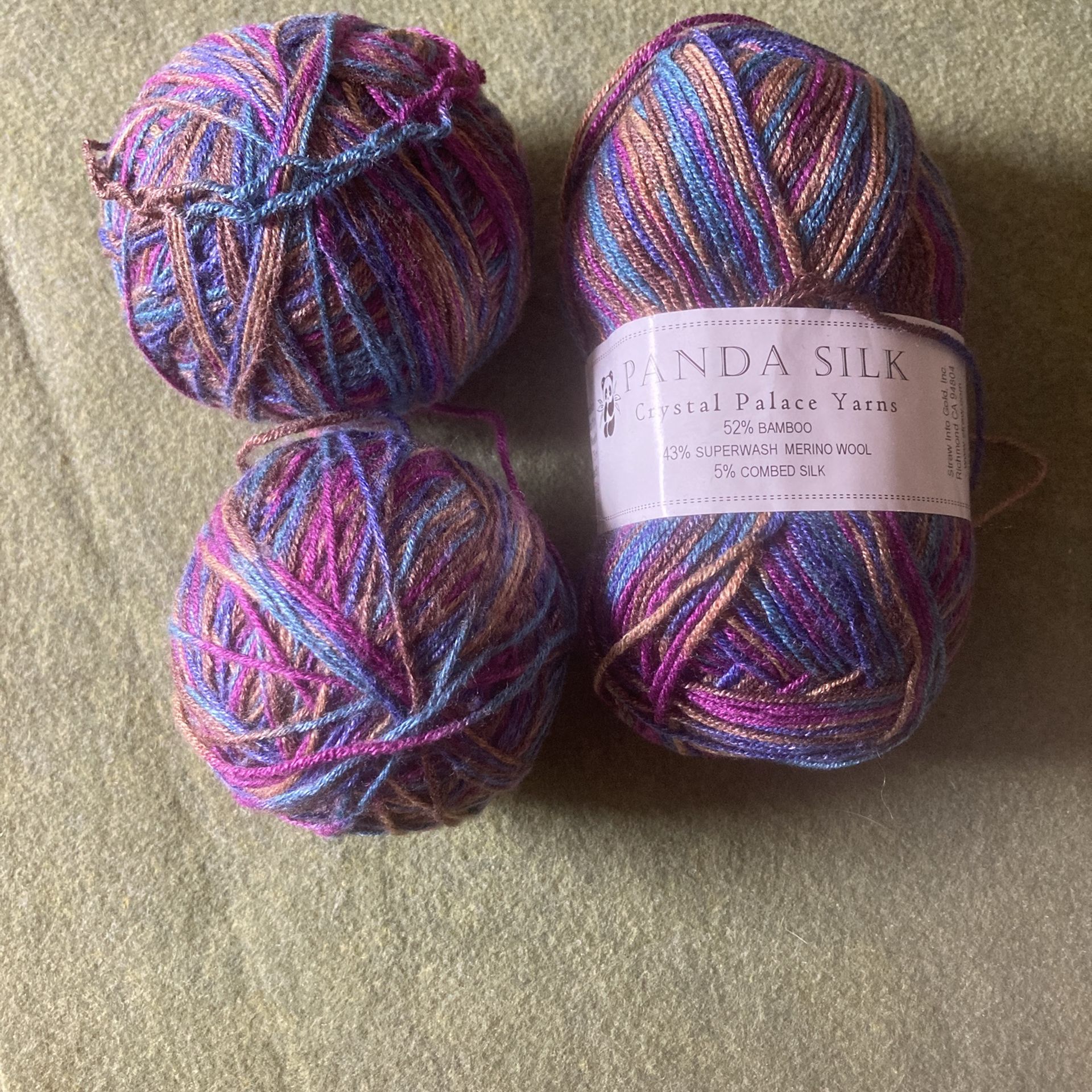 3 Skeins Silk Bamboo Wool Sock Yarn