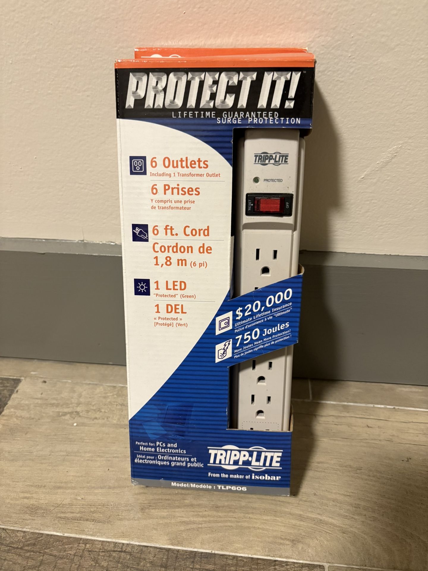 Power Strip 6ft Cord 6 Outlet Tripp Lite