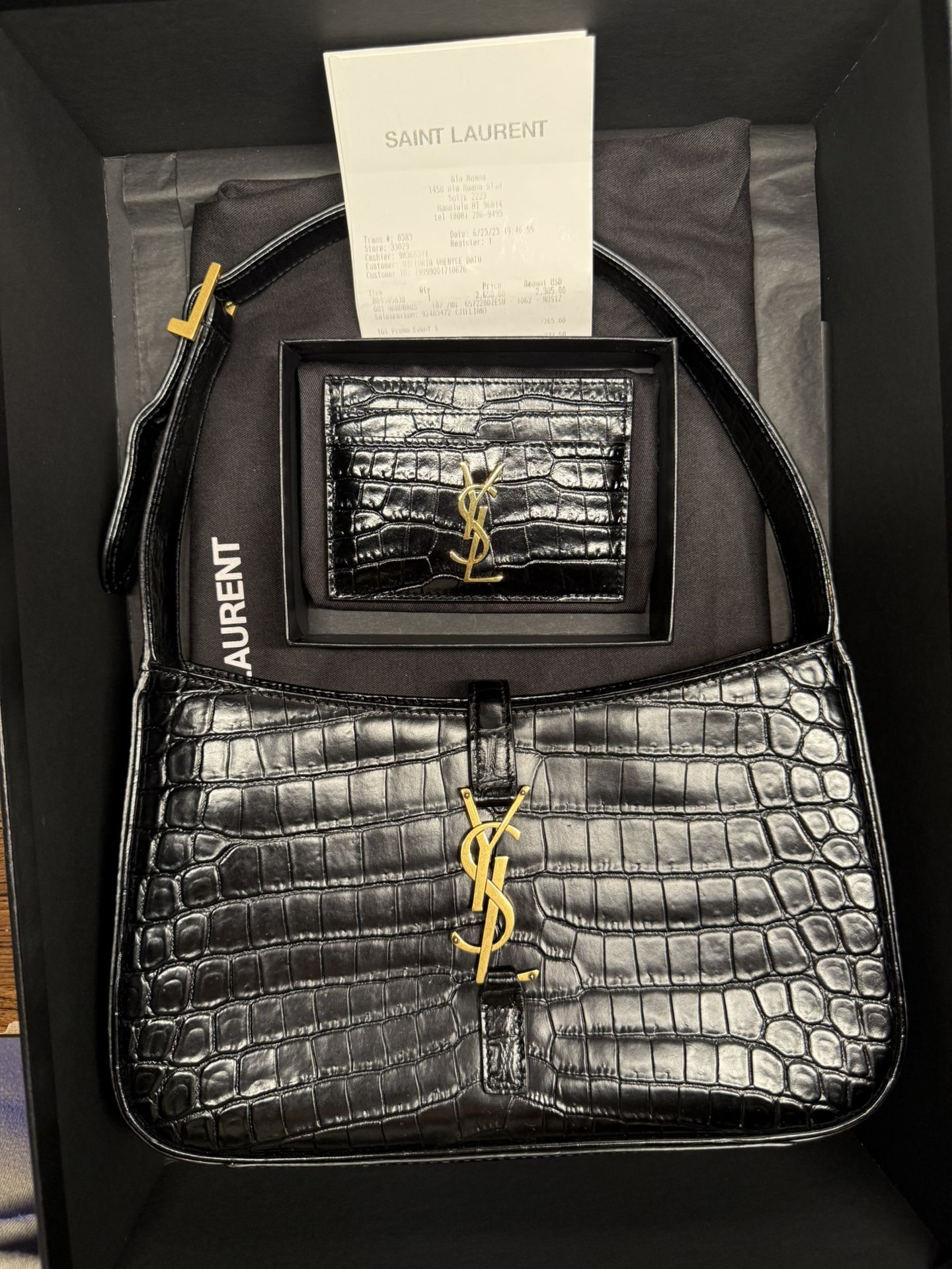 YSL croc Hobo Bag + Card Holder