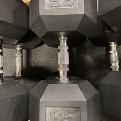 85lb Rubber Hexagon Dumbbell Pair 
