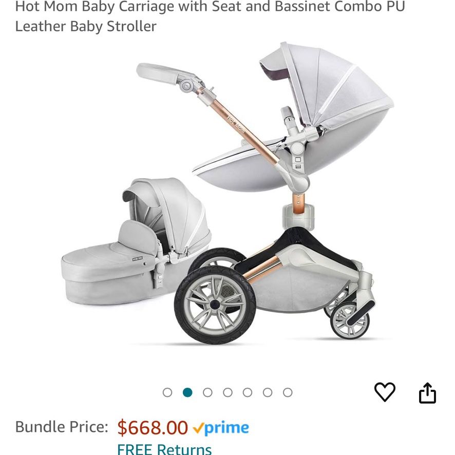 Hot Mom Leather Baby Stroller! 2 In 1 Sale