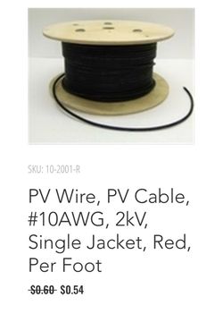 1000’ft new roll pv 10 AWG wire  600v
