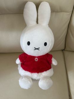 Miffy Rabbit Plush Stuffed Animal White Bunny in Red Outfit