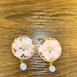Preserved Pressed Flower Earrings - Gold Plated 