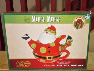 Cracker Barrel Christmas Santa Teapot Tea For One 