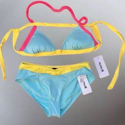 Women's HURLEY Multi Color Adjustable Two Piece Bikini Set Size M NWT