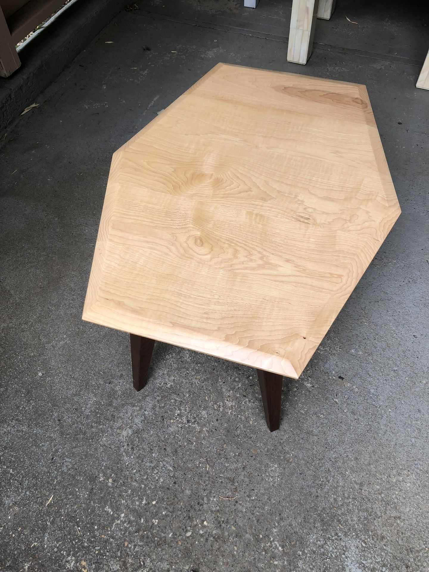 Handcrafted Hickory And Redwood Coffee Table With Mid-century Design