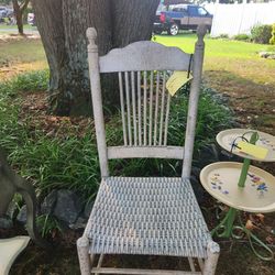 White Wooden Wicker Chair
