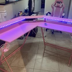 Gaming Desk With Led Lights Alone With chair
