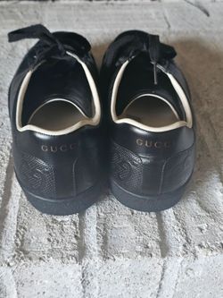 Authentic Gucci Ace Black Leather GG Embossed Sneakers!!!! - Unisex -