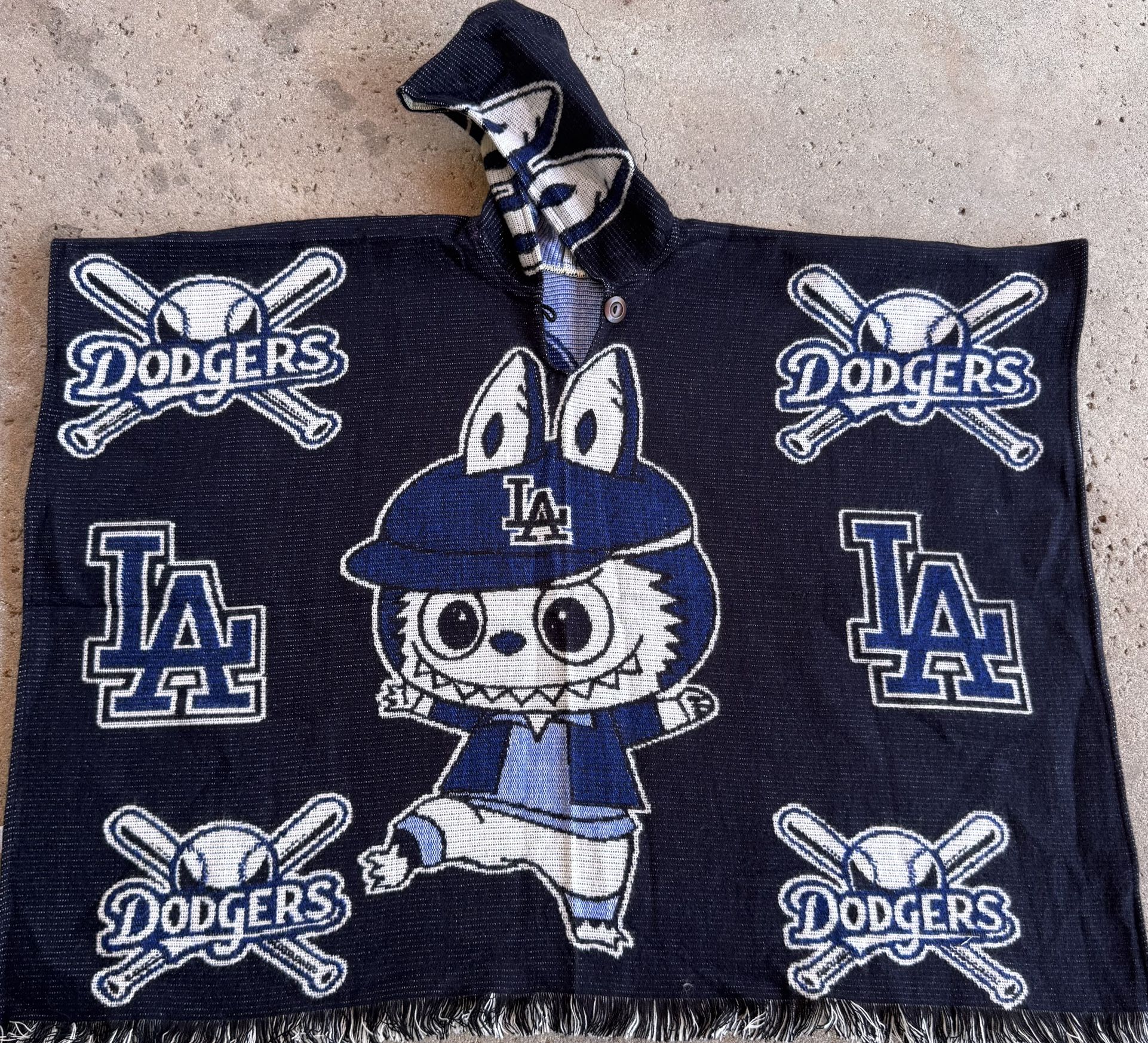 Youth Size dodgers Alpaca Poncho With Labubu