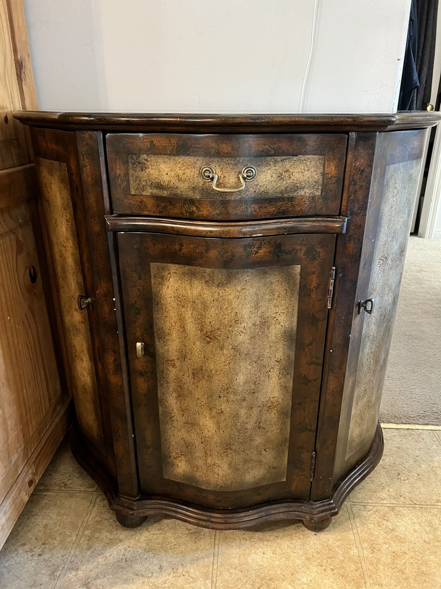 Wooden Accent Cabinet With Drawer and 3 Doors with Shelves 