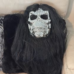 Halloween Mask With Black Long Hair