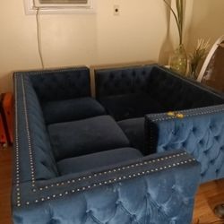 Royal Blue Velvet Sofa Set