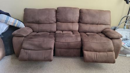 Brown Microfiber Reclining Sofa
