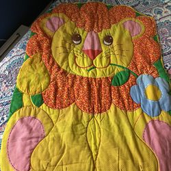 Vintage Quilted Lion Multicolor Wall Hanging for Nursery or children’s Room