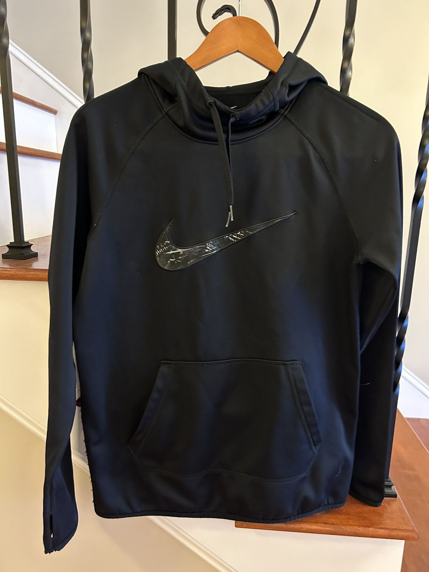 Nike Dri-Fit Pullover Black Hoodie Sweatshirt with Pocket, Logo, Women's Small