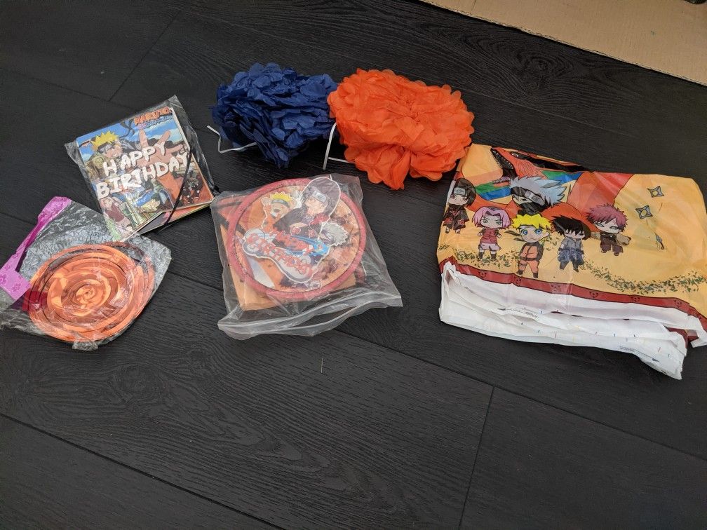 Naruto Birthday Supplies-Banner, Tablecloth Plastic, Plates