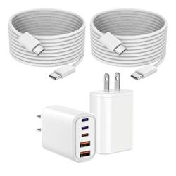 10FT Type C Fast Charger Block with Type C Cable for iPhone 16 and Android Phones, 2-Pack