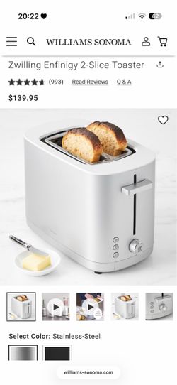 Zwilling enfinigy 2-slice toaster silver