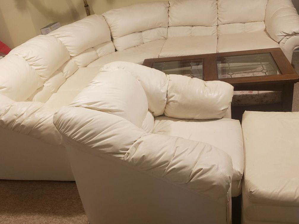 Free Sectional Sofa Chair Ottoman Set White