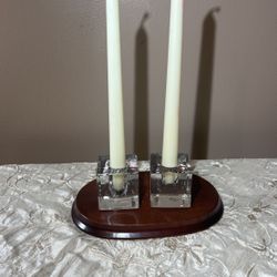 Glass “Ice Cube” Taper Candle Holders