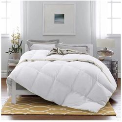 White Down Comforter Down Duvet Insert 100% Cotton Shell Down Proof, Baffle Box Stitched for All Season King Size