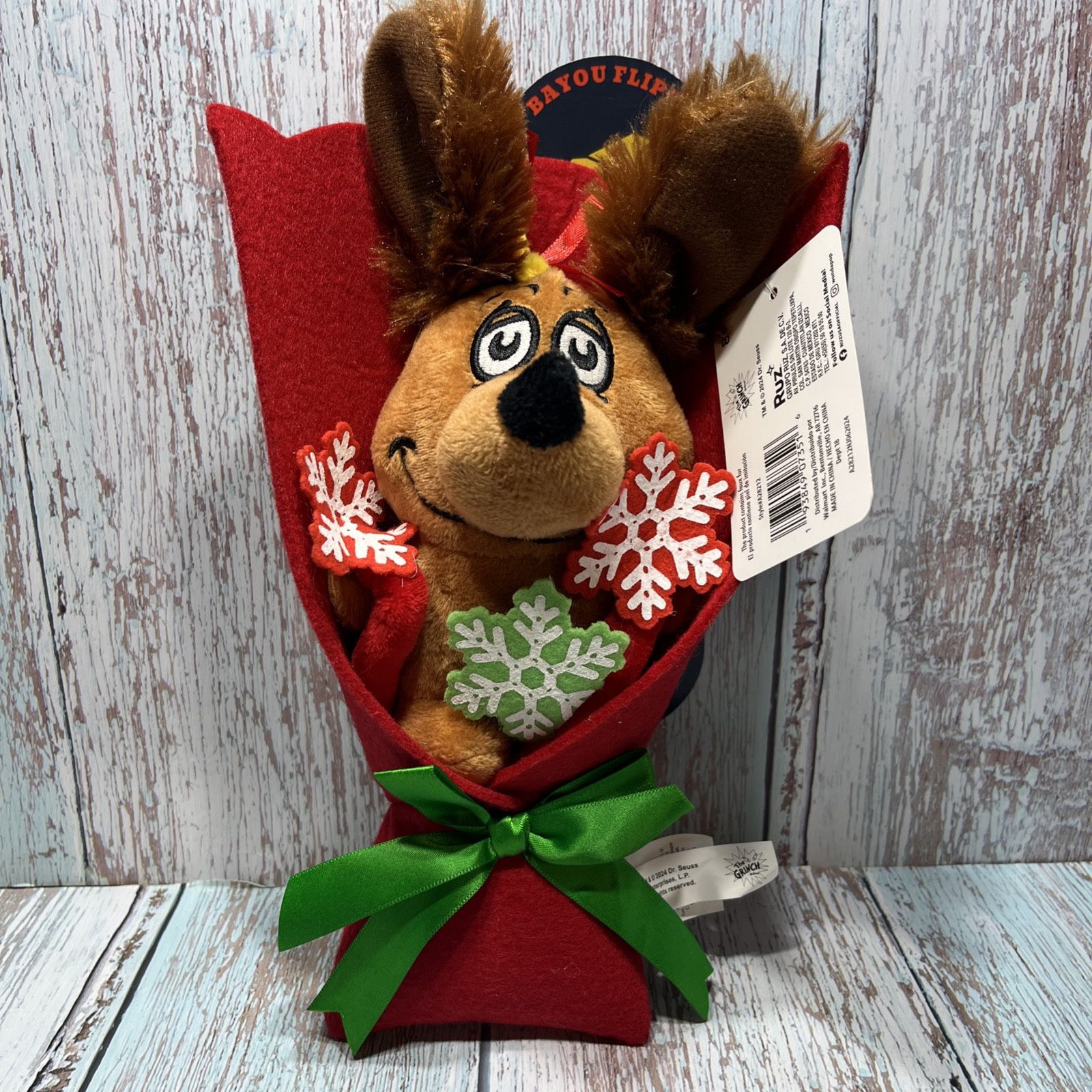 The Grinch Who Stole Christmas- Max the Dog 10" Plush Bouquet New