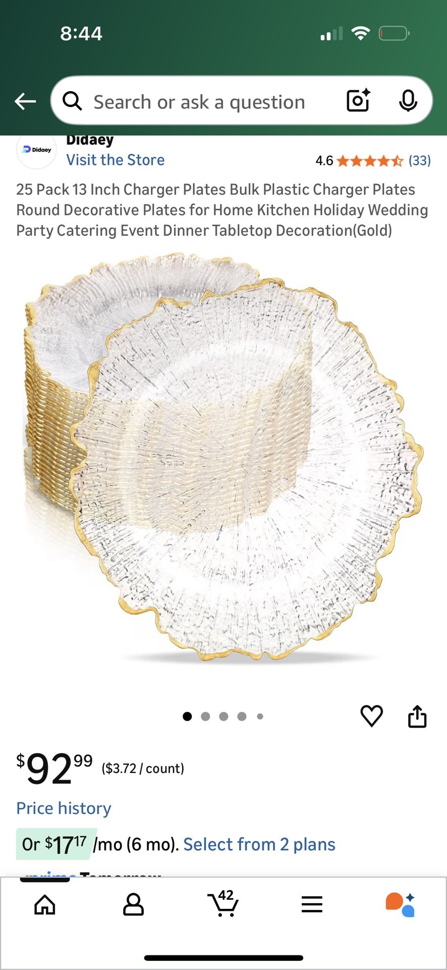 (25) High Qauilty Charger Plates