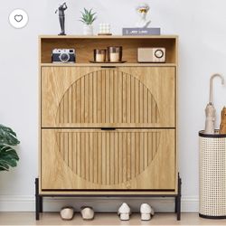 Wood Shoe Cabinet with Flip Doors