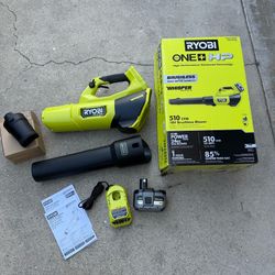 RYOBI ONE+ HP 18V Brushless Whisper Series 130 MPH 510 CFM Battery Leaf Blower with 6.0 Ah Battery and Charger