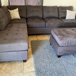 Sectional Sofa Set With Ottoman