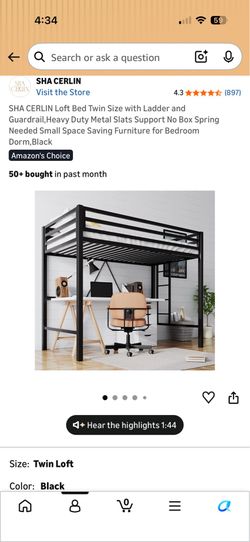 Twin sized loft style bed