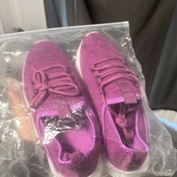 Purple and white shoes