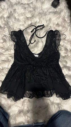Black lace peplum top