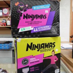Size S/M Pampers Ninjamas Nighttime Bedwetting Girls Underwear 44Ct