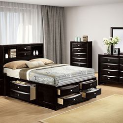 4 PC Queen Bed with Multiple Drawers