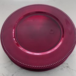 13"Red Round Acrylic Beaded Charger Plates 