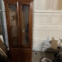 Vintage Solid Wood China Cabinet with Glass Display Doors