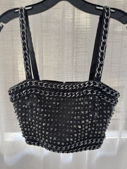 Alice + Olivia - Black Ceresi Chain Strap Top, Size 6