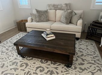 Rustic Coffee Table and matching End Table With Metal Accents