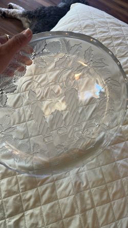Beautiful cut glass Christmas serving platter.
