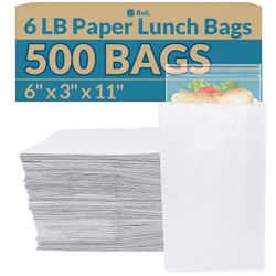 Reli. White Paper Bags | 500 Count | Paper Lunch Bags Ideal For Small Lunches And Crafts | Perfect For Sandwiches And Snacks