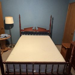 Wood Double Four Post Bed Frame – 57"W x 80"L x 62"H