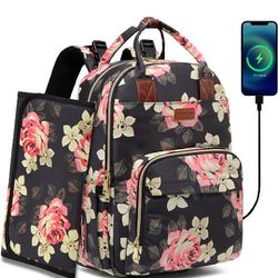 Diaper Bag Backpack, Baby Diaper Bag with Changing Pad Large Capacity Floral Diaper Backpack for Baby Multi-Function Waterproof Travel 