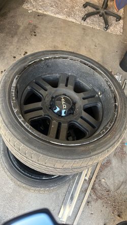 3 Black Helo Rims With Tires