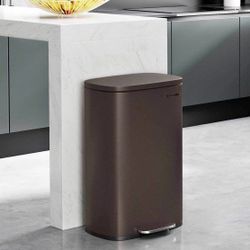 ULTB50BR SONGMICS 13 Gallon Brown Step Open Trash Can for Kitchen 