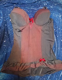 Gray and Red Polka Dot Lingerie Babydoll chemise