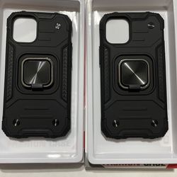 2 Magnetic Ring Kick Stand Case For iPhone 12 5.4 Black.