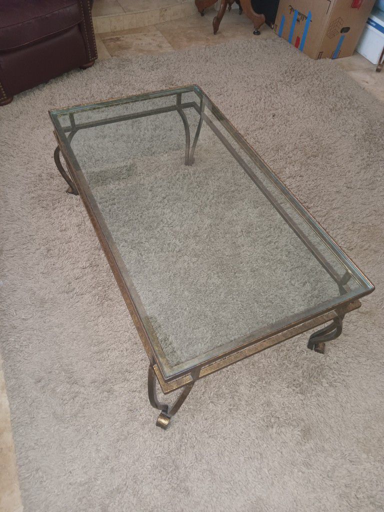 Breuners Glass Coffee Table And End Tables 
